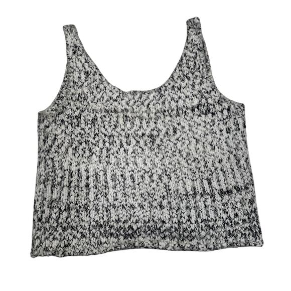 Bella Luxx Tops - Bella Luxx Cropped Marled Knit Tank Top Black White Women's Small Minimalist